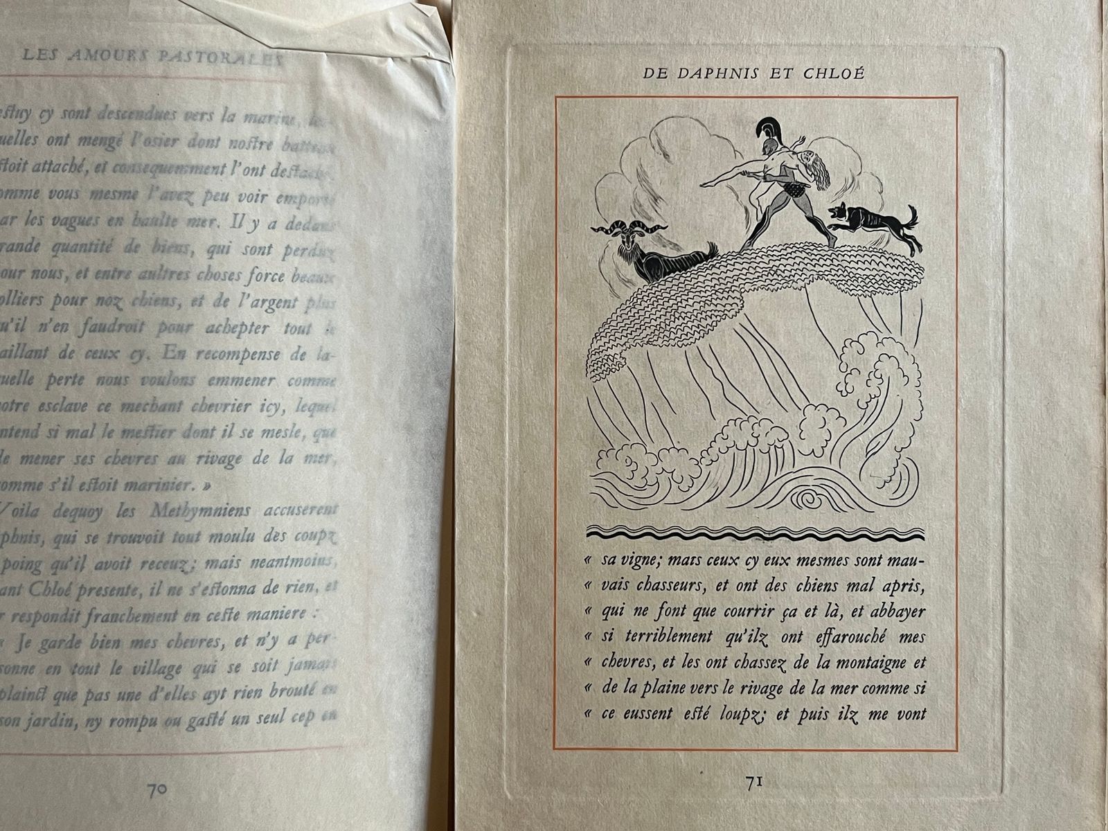 Les Amours pastorales de Daphnis et Chloé - Longus - 1930 | Enrichi d'un précieux envoi autographe signé de Marcel Valotaire, éditeur et collaborateur de cette édition monumentale | Aufildeslivres.fr