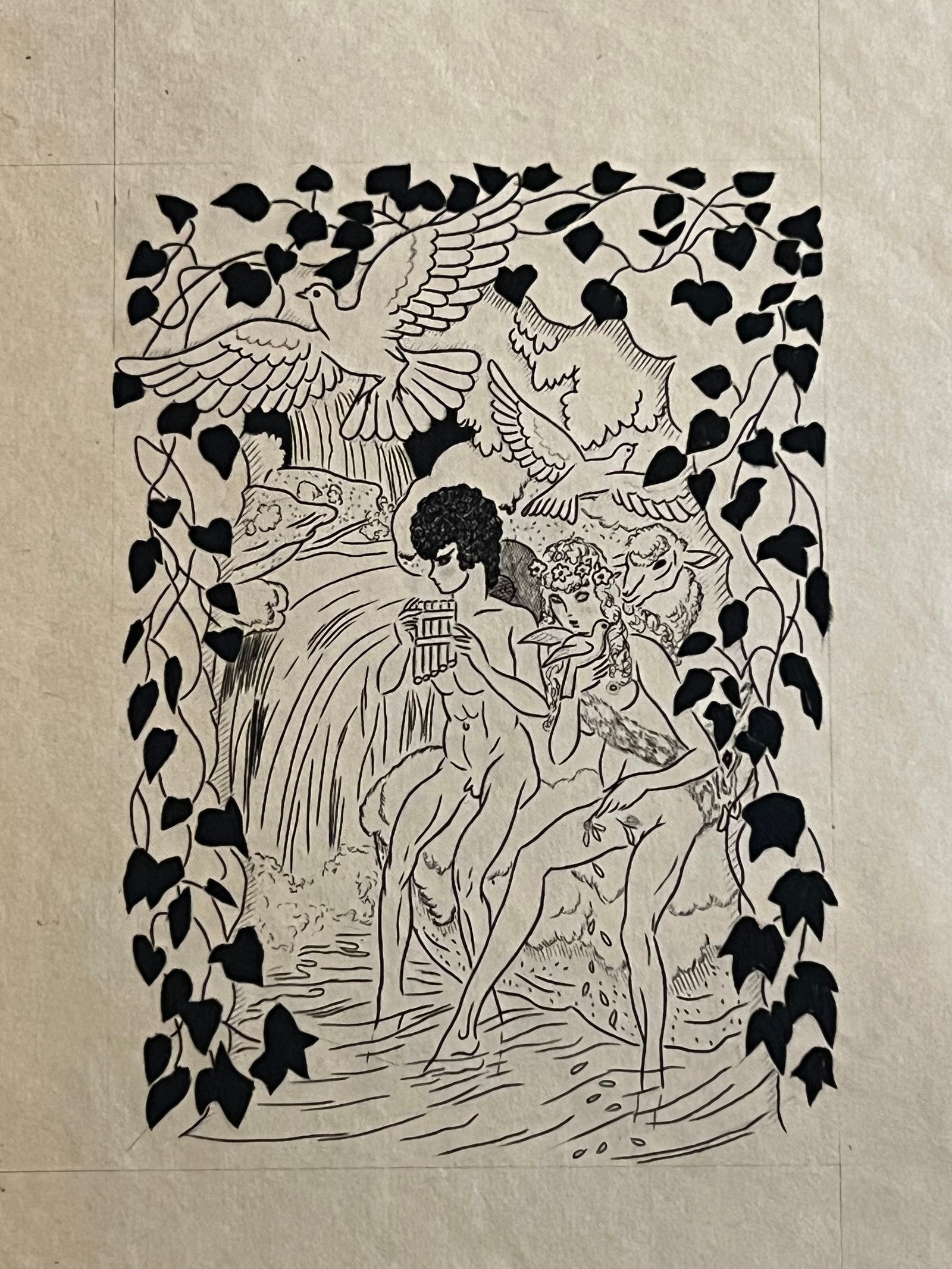 Les Amours pastorales de Daphnis et Chloé - Longus - 1930 | 52 planches hors texte gravées au burin par Sylvain Sauvage, maître illustrateur de l'entre-deux-guerres, dans une qualité d'impression exceptionnelle | Aufildeslivres.fr