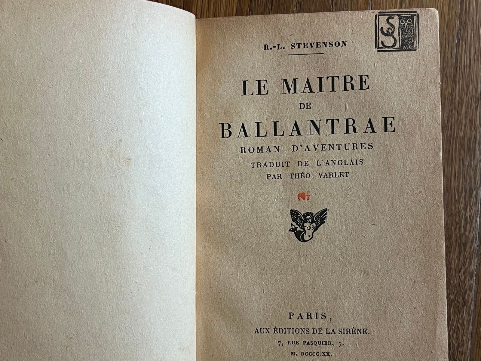 Le Maître de Ballantrae - Robert Louis Stevenson - 1920 | Traduction remarquable de Théo Varlet, traducteur réputé d'Edgar Allan Poe et des grands auteurs anglo-saxons | Aufildeslivres.fr