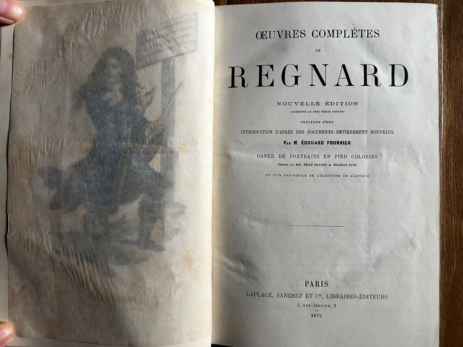 Oeuvres Complètes de Regnard - Jean-François Regnard - 1860 | Portraits en pied coloriés par deux artistes de renom, Émile Bayard et Maurice Sand, ajoutant une dimension esthétique exceptionnelle | Aufildeslivres.fr