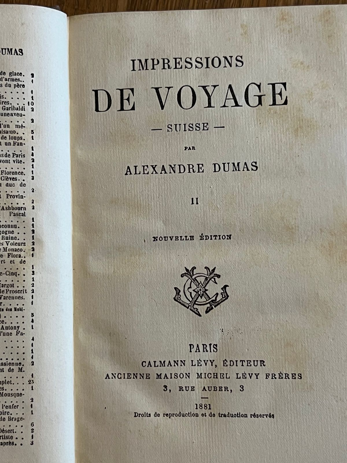Impressions de Voyage - Suisse - Alexandre Dumas - 1881 | Édition complète en trois volumes du récit de voyage classique de Dumas en Suisse, publiée par le prestigieux éditeur Calmann-Lévy | Aufildeslivres.fr