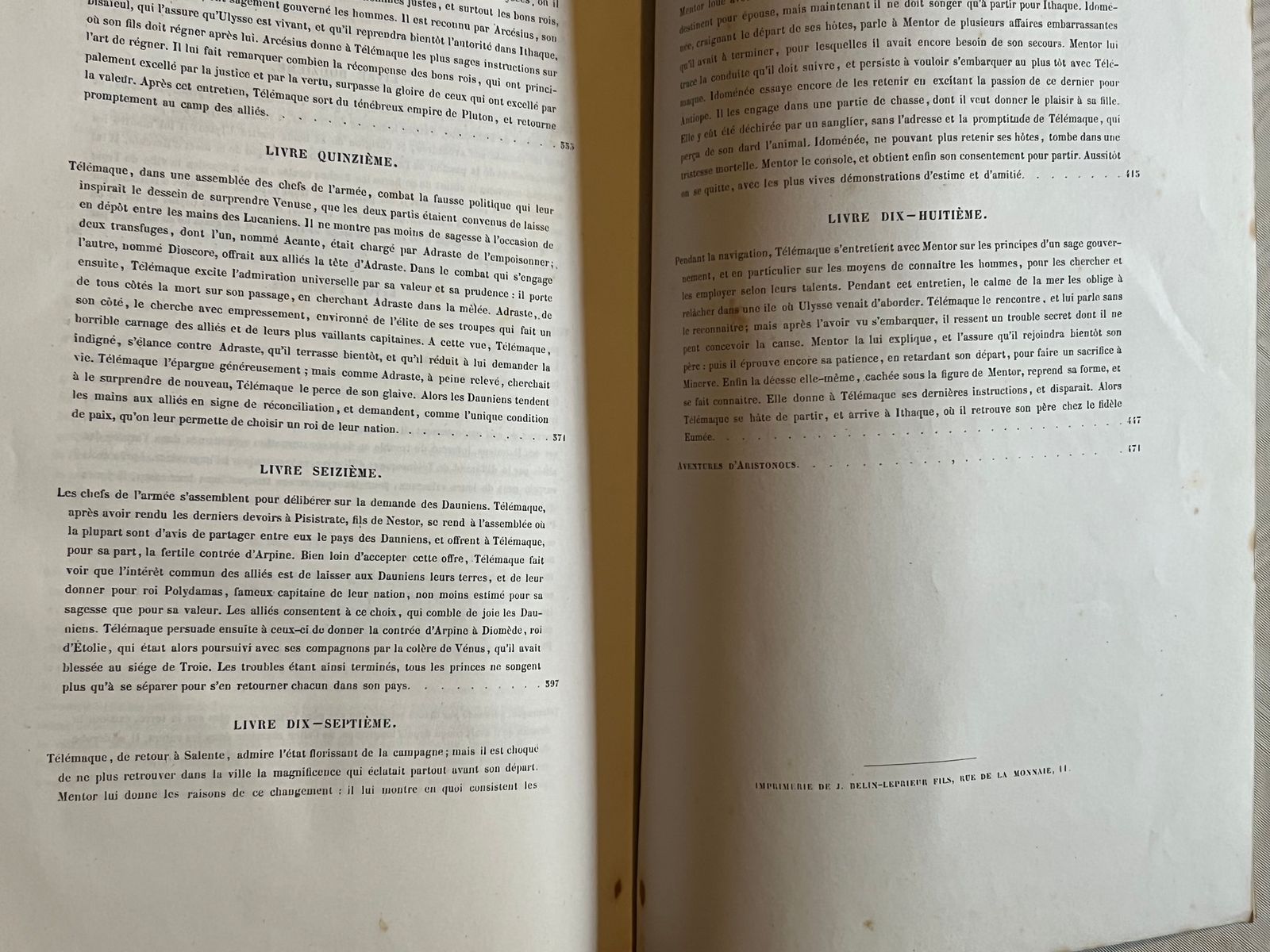 Aventures de Télémaque - François Fénelon - 1844 | Ouvrage fondamental de la littérature française qui a influencé des générations de lecteurs depuis sa publication clandestine en 1699 | Aufildeslivres.fr